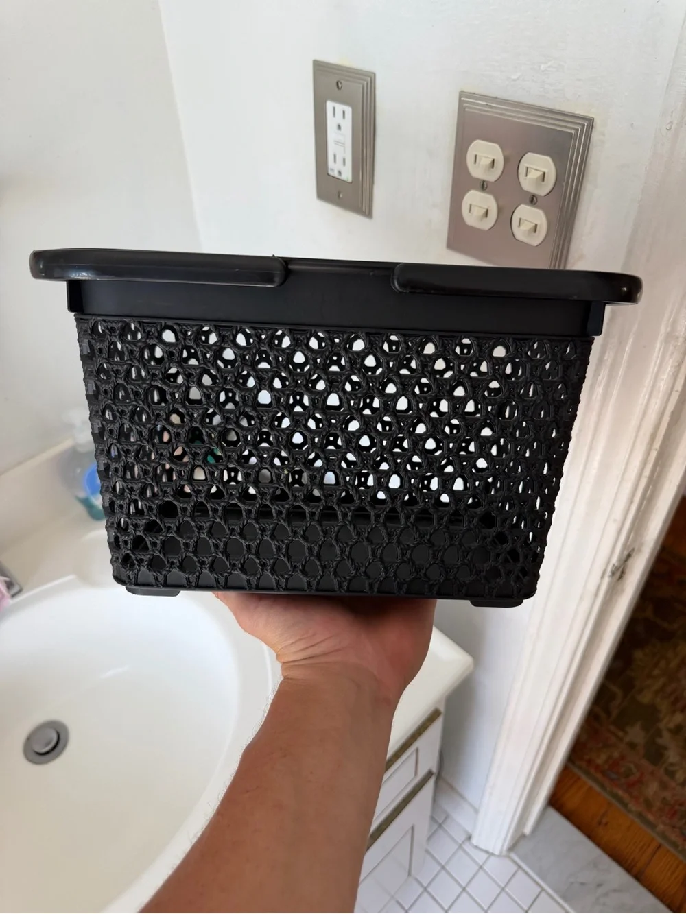 Black Plastic Storage Basket - Home Accents